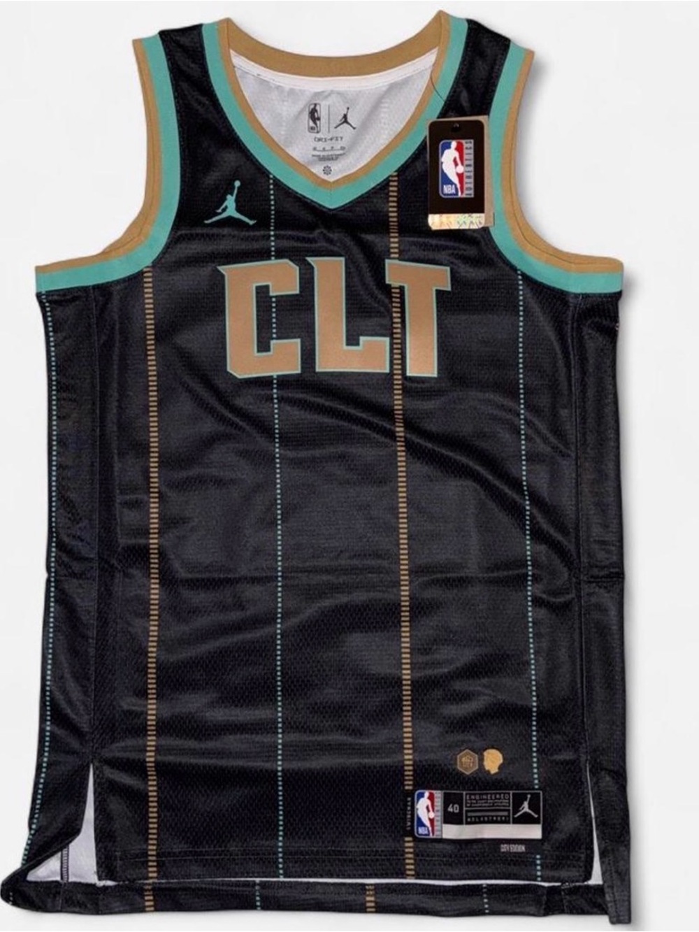 Nike Black Basketball Jersey with Teal & Gold Accents Size S